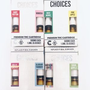 Choices Cartridges (2 Half Gram Carts/Strain in Every Box)